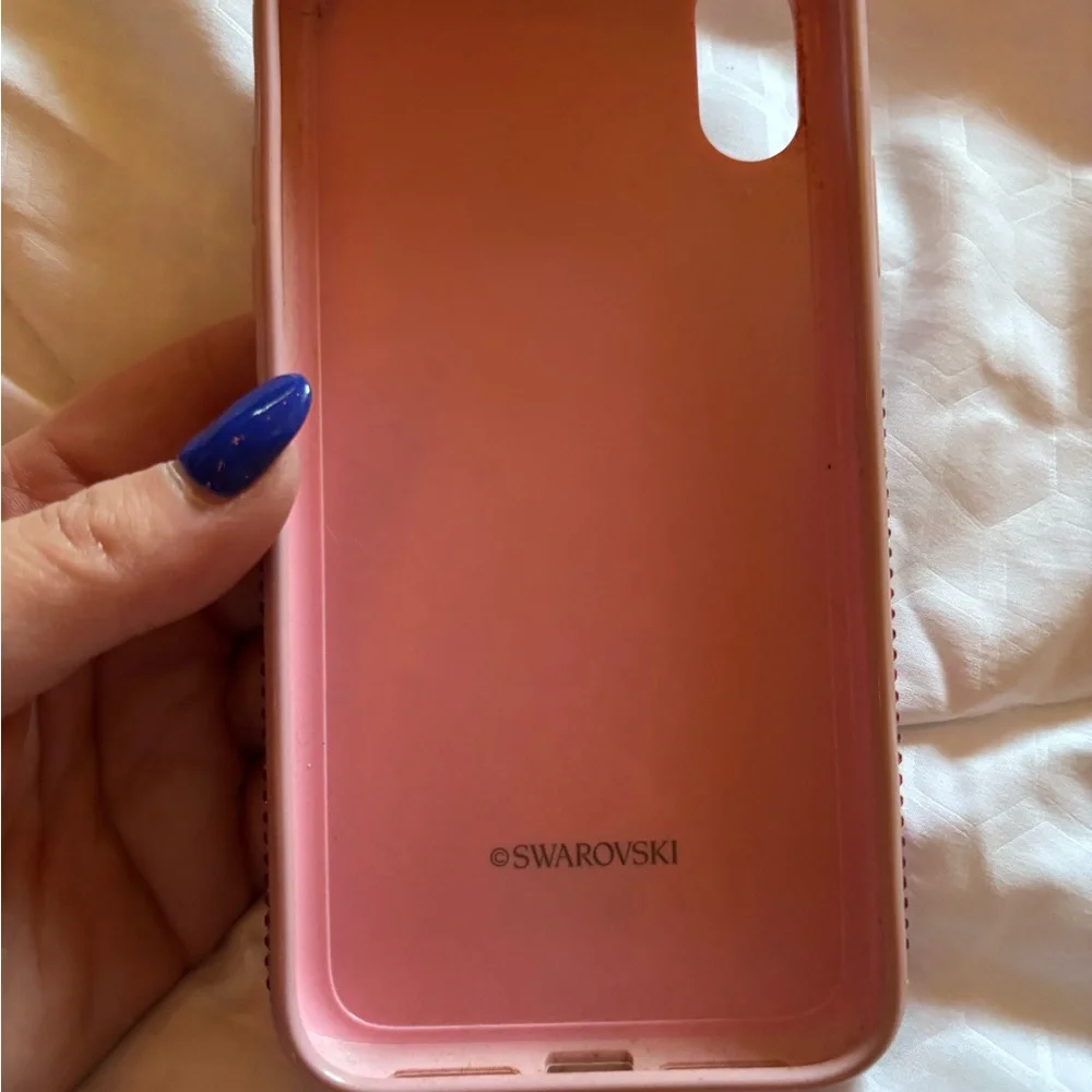 Swarovski Pink Crystal Rhinestone Phone Case with Gold Plaque